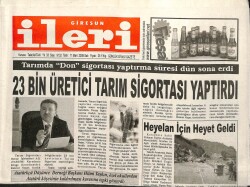 Giresun İleri Gazetesi 11 Mart 2008 - 23 Bin Kişi Tarım Sigortası Yaptırdı GZ101698 - 1