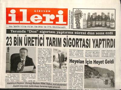 Giresun İleri Gazetesi 11 Mart 2008 - 23 Bin Kişi Tarım Sigortası Yaptırdı GZ101698 - 1