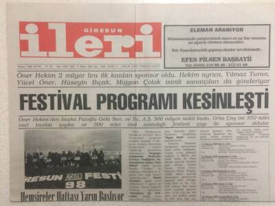 Giresun İleri Gazetesi 11 Mayıs 1999 - Festival Programı Kesinleşti GZ32282 - 1