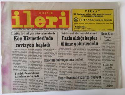 Giresun İleri Gazetesi - 11 Ocak 1992 - Köy Hizmetlerinde Revizyon Başladı - GZ43848 - 2