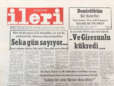 Giresun İleri Gazetesi 11 Ocak 1993 -Seka Gün Sayıyor GZ30874 - 1