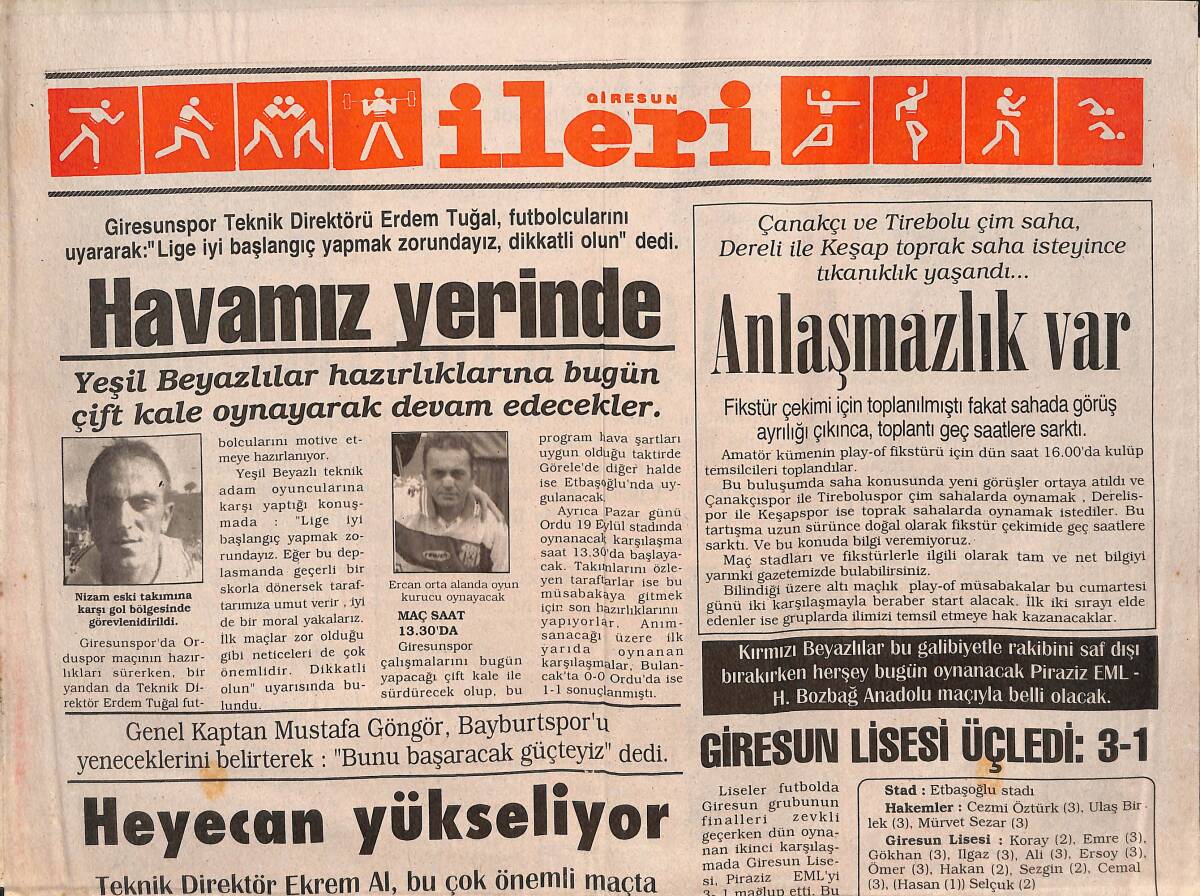 Giresun İleri Gazetesi 11 Şubat 1999 - Yağlıdere'de Adam Öldürüldü - Larçın Tamam Mı Devam Mı - Giresun Lisesi Üçledi 3-1 GZ137599 - 1