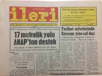 Giresun İleri Gazetesi 12 Ekim 1990 - 17 Metrelik Yola Anaptan Destek GZ38288 - 1