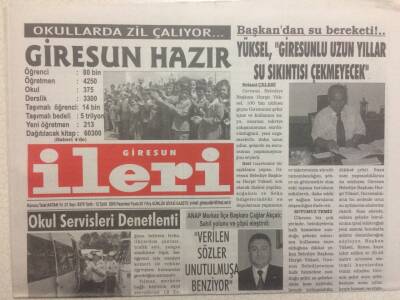 Giresun İleri Gazetesi 12 Eylül 2005 - Yüksel Giresunlu Uzun Yıllar Su Sıkıntısı Çekmeyecek GZ32362 - 1