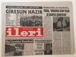 Giresun İleri Gazetesi - 12 Eylül 2005 - Yüksel Giresunlu Uzun Yıllar Su Sıkıntısı Çekmeyecek - GZ43695 - 1