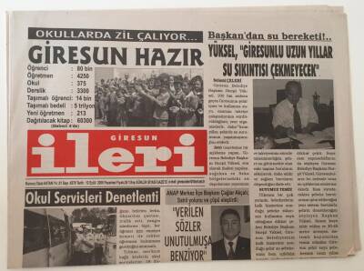 Giresun İleri Gazetesi - 12 Eylül 2005 - Yüksel Giresunlu Uzun Yıllar Su Sıkıntısı Çekmeyecek - GZ43695 - 1