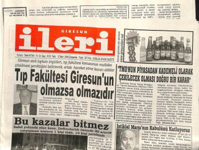 Giresun İleri Gazetesi 12 Mart 2008 - Bu Kazalar Bitmez GZ101697 - 1