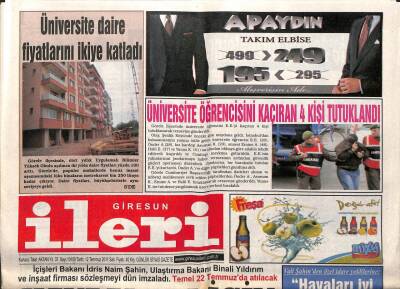 Giresun İleri Gazetesi 12 Temmuz 2011 - Havaalanı İçin Sözleşme İmzalandı GZ108163 - 1