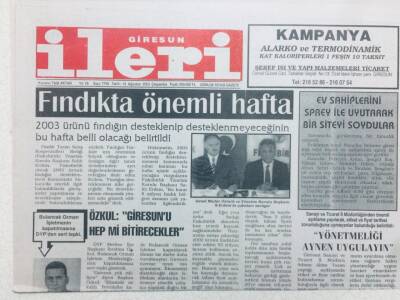 Giresun İleri Gazetesi 13 Ağustos 2003 - Fındıkta Önemli Hafta GZ41068 - 1