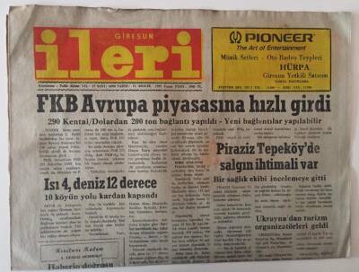 Giresun İleri Gazetesi 13 Aralık 1991 - FKB Avrupa Piyasasına Hızlı Girdi GZ31209 - 1