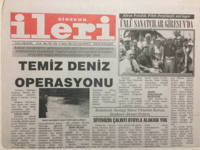 Giresun İleri Gazetesi 13 Haziran 2003 - Temiz Deniz Operasyonu GZ34502 - 1