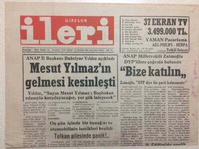 Giresun İleri Gazetesi 13 Mayıs 1993 - Mesut Yılmazın Gelmesi Kesinleşti GZ32420 - 1