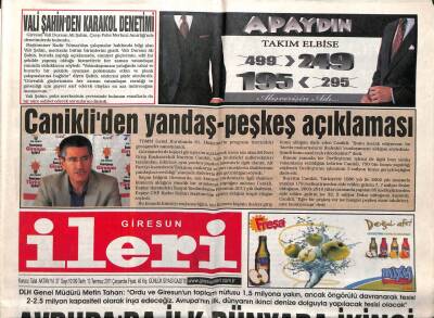 Giresun İleri Gazetesi 13 Temmuz 2011 - Canikliden Yandaş- Peşkeş Açıklaması GZ108171 - 1