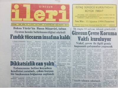Giresun İleri Gazetesi 14 Ağustos 1990 - Giresun Çevre Koruma Vakfı Kuruluyor GZ40818 - 1