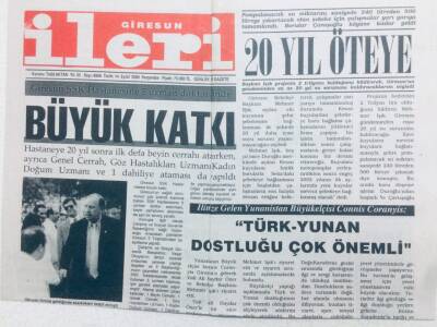 Giresun İleri Gazetesi 14 Eylül 2000 - Büyük Katkı GZ41472 - 1