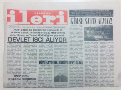 Giresun İleri Gazetesi 14 Mart 2003 - Devlet İşçi Alıyor GZ40809 - 1
