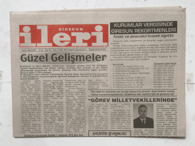 Giresun İleri Gazetesi 14 Mayıs 2003 - Doların Düşmesi Fındığı da Vurdu GZ3888 - 1