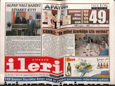 Giresun İleri Gazetesi 15 Ağustos 2011 - Giresunsporda Yönetim Bulunamadı GZ108199 - 1