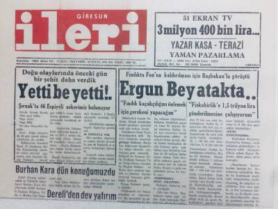 Giresun İleri Gazetesi 15 Eylül 1992 - Yetti Be Yetti GZ41439 - 1
