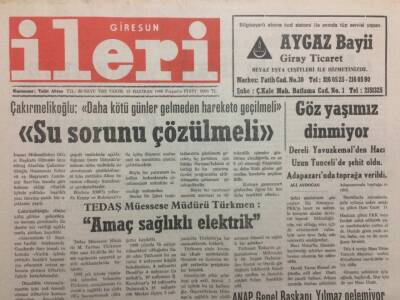 Giresun İleri Gazetesi 15 Haziran 1995 - Su Sorunu Çözülmeli GZ32410 - 1