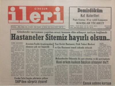 Giresun İleri Gazetesi 15 Ocak 1993 - Hastaneler Sitemiz Hayırlı Olsun GZ34724 - 1