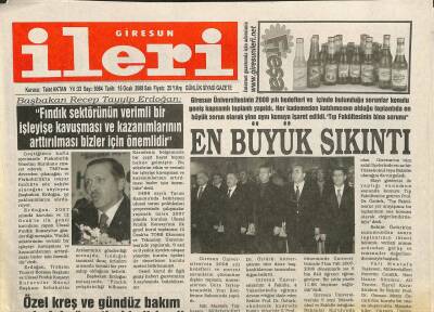 Giresun İleri Gazetesi 15 Ocak 2008 - Tıp Fakültesi 20 Öğrenci Alacak - Hamsi Avında Rekor GZ109289 - 1