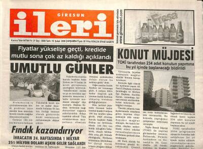 Giresun İleri Gazetesi 15 Şubat 2006 - Fındık Kazandırıyor GZ101647 - 2
