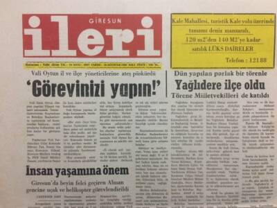 Giresun İleri Gazetesi 16 Ağustos 1988 - Yağlıdere İlçe Oldu GZ32614 - 1
