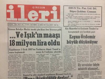 Giresun İleri Gazetesi 16 Ekim 1992 - Demirelin Çifte Standart Uygulaması Köymeni Kızdırdı GZ32522 - 1