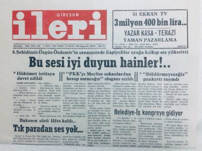 Giresun İleri Gazetesi 16 Eylül 1992 - Bu Sesi İyi Duyun Hainler GZ41438 - 1