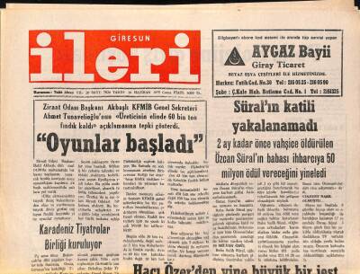 Giresun İleri Gazetesi 16 Haziran 1995 - Karadeniz Tiyatrolar Birliği Kuruluyor GZ79688 - 1