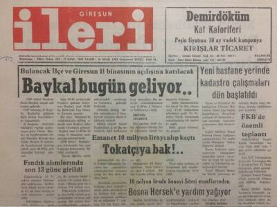 Giresun İleri Gazetesi 16 Ocak 1993 - Baykal Bugün Geliyor GZ34725 - 1