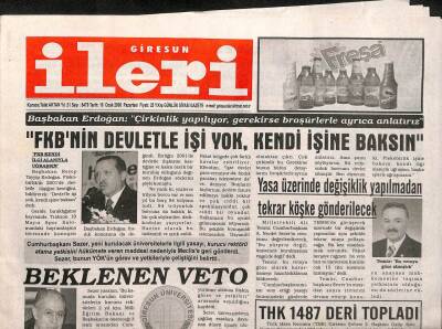 Giresun İleri Gazetesi 16 Ocak 2006 - Erdoğan FKBnin Devletle İşi Yok Kendi İşine Baksın GZ108178 - 1