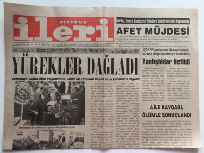 Giresun İleri Gazetesi 16 Şubat 2000 - Vanda Şehit Düşen Polisimizi Bulancak Akçay Köyünde Toprağa Verildi GZ39198 - 1