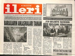 Giresun İleri Gazetesi 16 Şubat 2006 - Barajların Anlaşmaları Tamam GZ101648 - 2