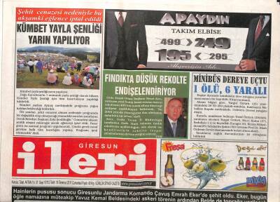Giresun İleri Gazetesi 16 Temmuz 2011 - HESler Bağ Arazilerini Kurutmaya Başladı GZ108169 - 1