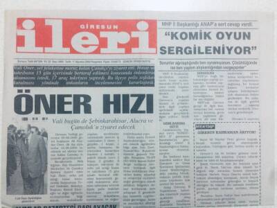 Giresun İleri Gazetesi 17 Ağustos 2000 - MhpKomik Oyun Sergileniyor GZ40811 - 1