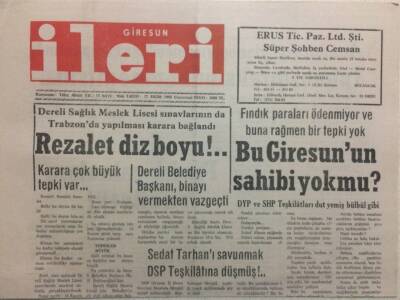 Giresun İleri Gazetesi 17 Ekim 1992 - Fındık Paraları Ödenmiyor Buna Rağmen Tepki Yok GZ32521 - 1