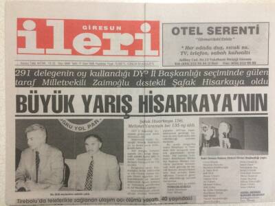 Giresun İleri Gazetesi 17 Ekim 1999 - Büyük Yarış Şafak Hisarkayanın GZ32286 - 1