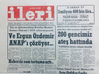 Giresun İleri Gazetesi 17 Eylül 1992 - 200 Gencimiz Ateş Altında GZ41437 - 1