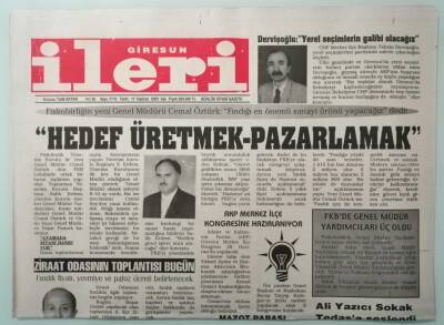 Giresun İleri Gazetesi 17 Haziran 2003 Fiskobirliğin Yeni Genel Müdürü Cemal Öztürk Fındığı En Önemli Sanayi Ürünü Yapacağız Dedi -GZ33313 - 1