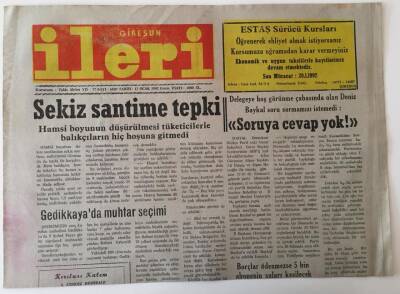 Giresun İleri Gazetesi - 17 Ocak 1992 - Hamsi Boyunun Sekiz Santime Düşürülmesine Tepki - GZ43863 - 2