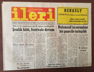 Giresun İleri Gazetesi 17 Şubat 1992 - Bulancakın Sorunları Bir Panelle Tartışıldı GZ10214 - 1