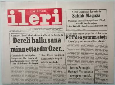 Giresun İleri Gazetesi 17 Temmuz 1992 Son Üç Ayda Yapılan Çalışmalar Takdire Şayan -GZ37440 - 1