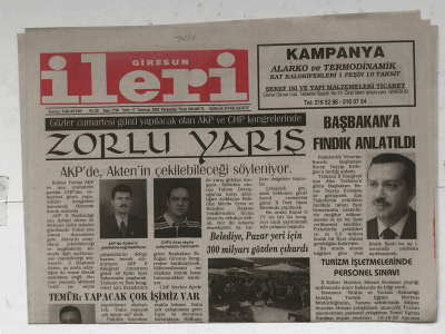 Giresun İleri Gazetesi 17 Temmuz 2003 - Başbakana Fındık Anlatıldı GZ5895 - 1
