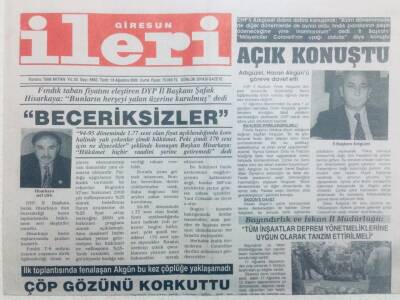 Giresun İleri Gazetesi 18 Ağustos 2000 - Chpli Adıgüzel Açık Konuştu GZ40812 - 1