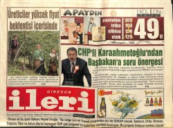 Giresun İleri Gazetesi 18 Ağustos 2011 - CHPli Karaahmetoğlundan Başbakana Soru Önergesi GZ101997 - 1