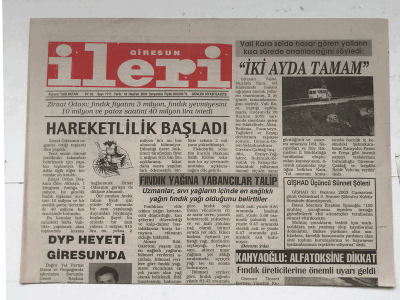 Giresun İleri Gazetesi 18 Haziran 2003 - DYP Heyeti Giresun da GZ5738 - 2