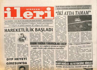 Giresun İleri Gazetesi 18 Haziran 2003 - Fındık Yağına Yabancılar Talip GZ101694 - 2