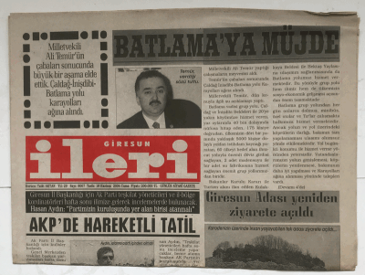 Giresun İleri Gazetesi 18 Haziran 2004 - Giresun Adası Yeniden Ziyarete Açıldı GZ5233 - 1